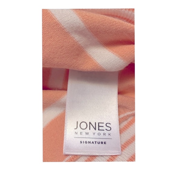 Vintage Jones New York Sweater Womens Small Peach White Striped 90s Y2K Side Tie - Picture 5 of 9